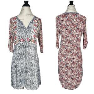 Tiny | Women | Boho Jersey Knit Stretch Button Front Mini Dress | Medium